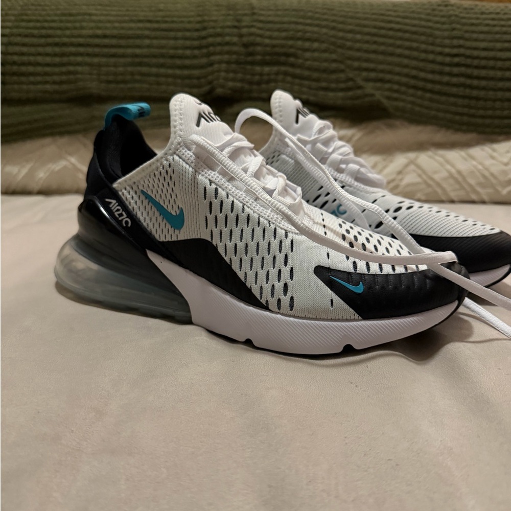 Nike Air Max 270 White and Blue Sneakers